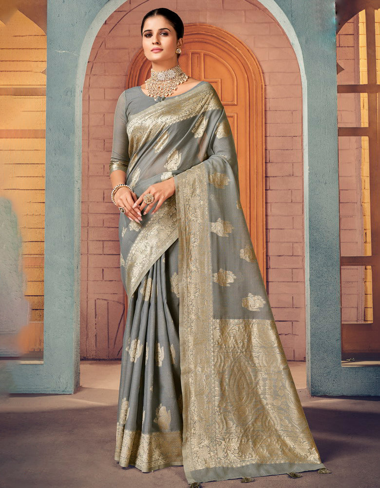 Kaasta Cotton Saree Ash (KV/V4)