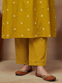 Embroidered Pure Cotton V-Neck Kurta & Trousers With Dupatta