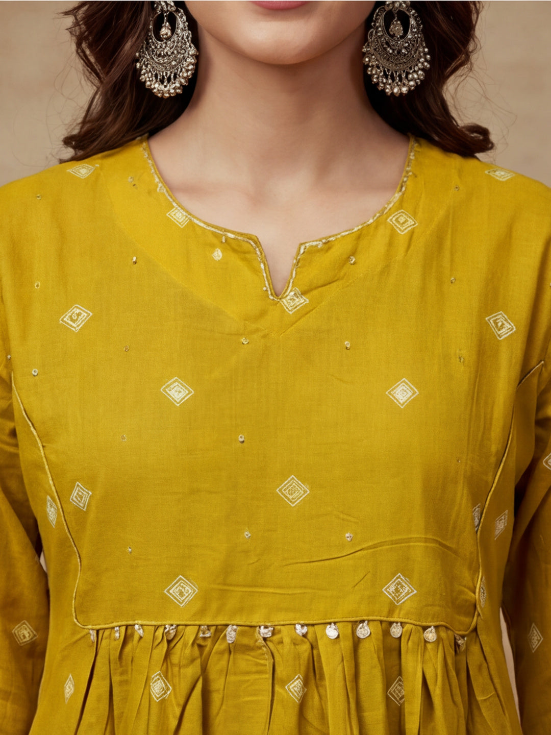 Embroidered Pure Cotton V-Neck Kurta & Trousers With Dupatta