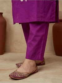 Embroidered Pure Cotton Keyhole Neck Kurta & Trousers With Dupatta