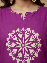 Embroidered Pure Cotton Keyhole Neck Kurta & Trousers With Dupatta