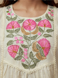 Embroidered Round Neck Kurta & Trousers With Dupatta