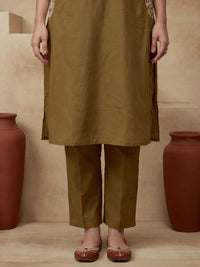 Floral Embroidered A-Line Cotton Cambric Kurta & Trousers Sets