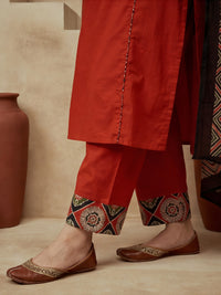 Women Ethnic Motifs Printed V-Neck Kurta & Trousers With Dupatta