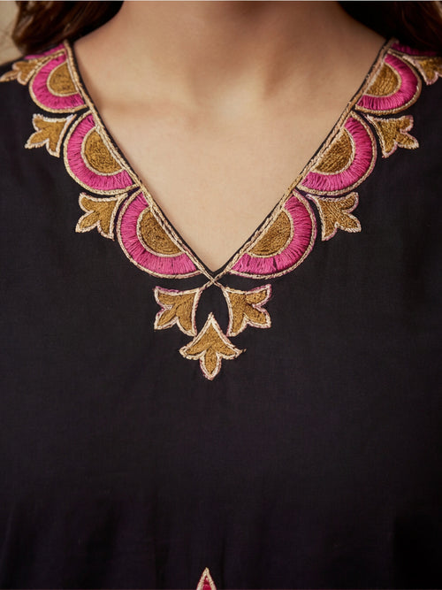 Printed Cotton Blend V-Neck Kurta & Trousers With Dupatta