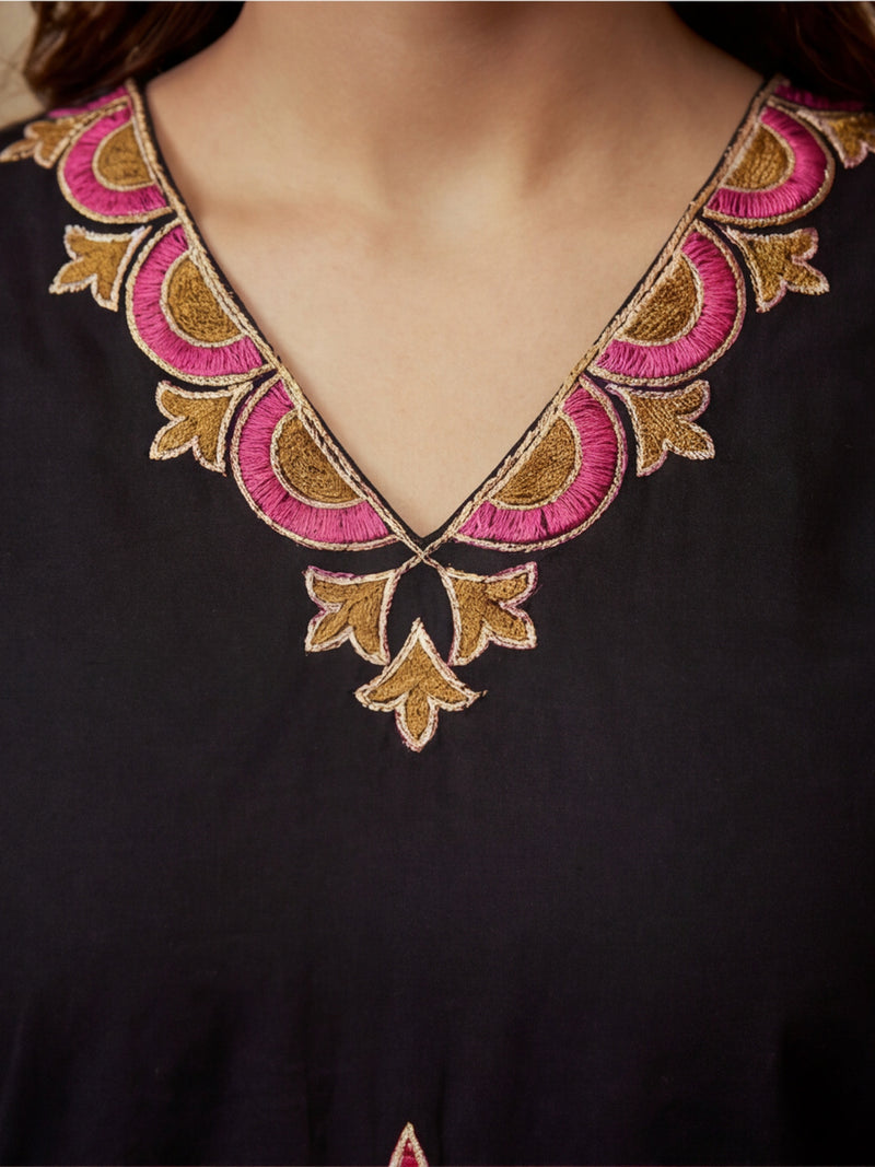 Printed Cotton Blend V-Neck Kurta & Trousers With Dupatta