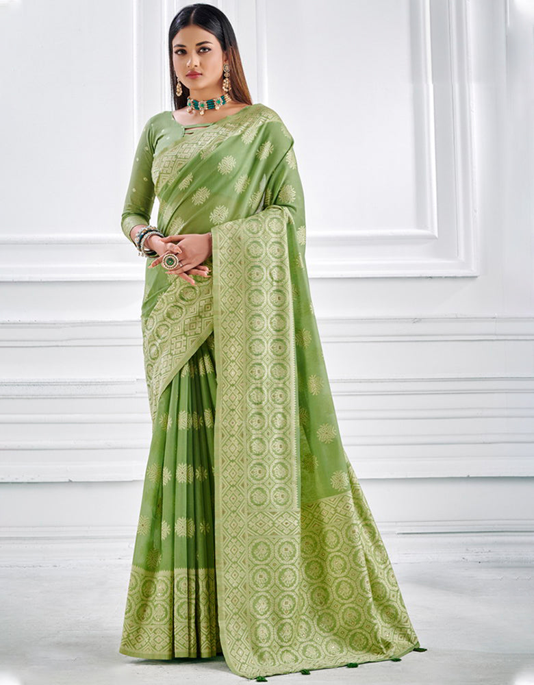 Ashavali Bandhej Saree Green (KV/V1)