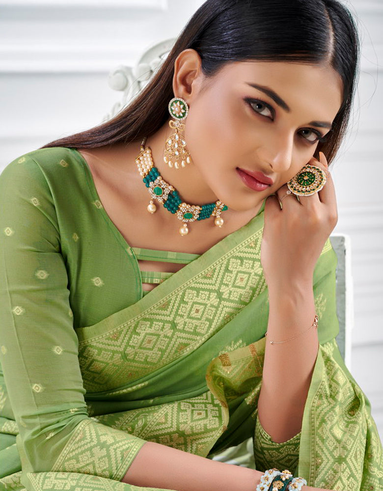 Ashavali Bandhej Saree Green (KV/V1)