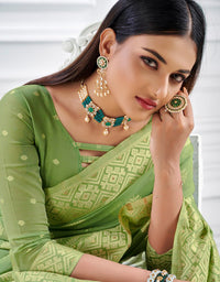 Ashavali Bandhej Saree Green (KV/V1)