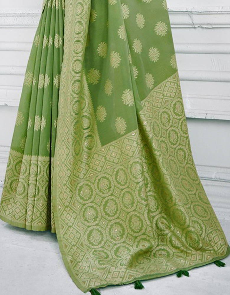 Ashavali Bandhej Saree Green (KV/V1)