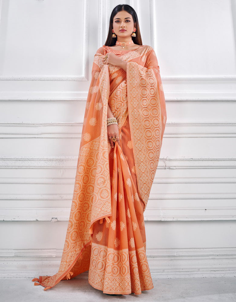 Ashavali Bandhej Saree Orange (KV/V1)