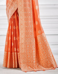 Ashavali Bandhej Saree Orange (KV/V1)