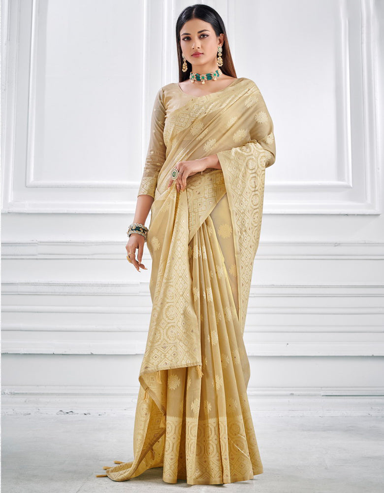 Ashavali Bandhej Saree Cream (KV/V1)