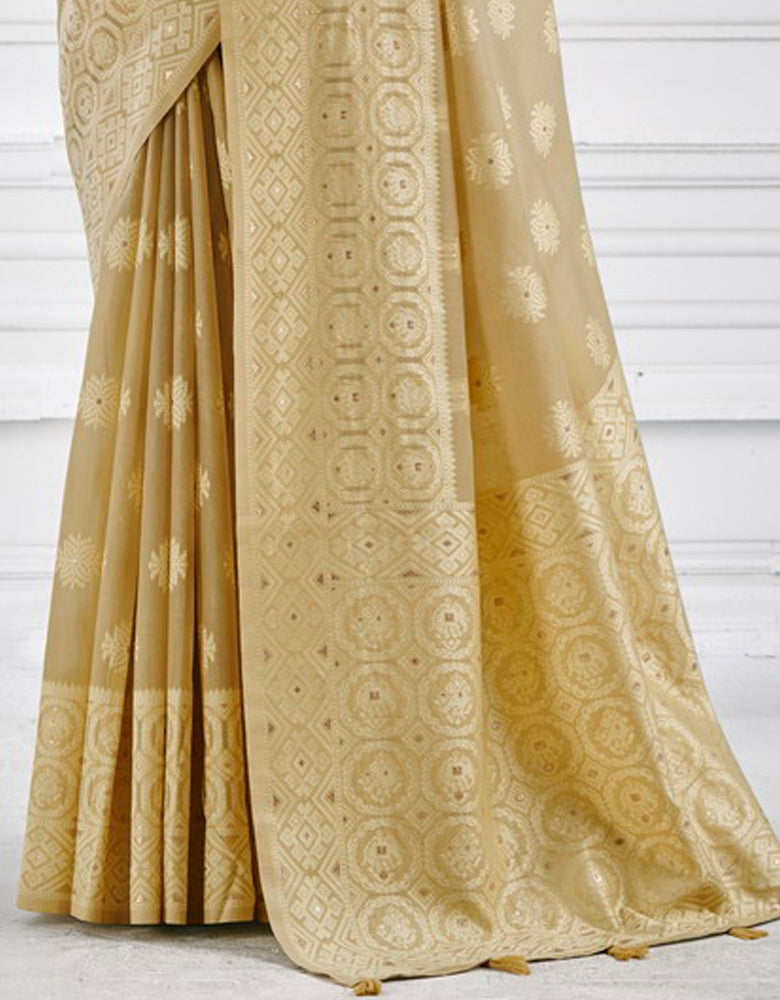 Ashavali Bandhej Saree Cream (KV/V1)