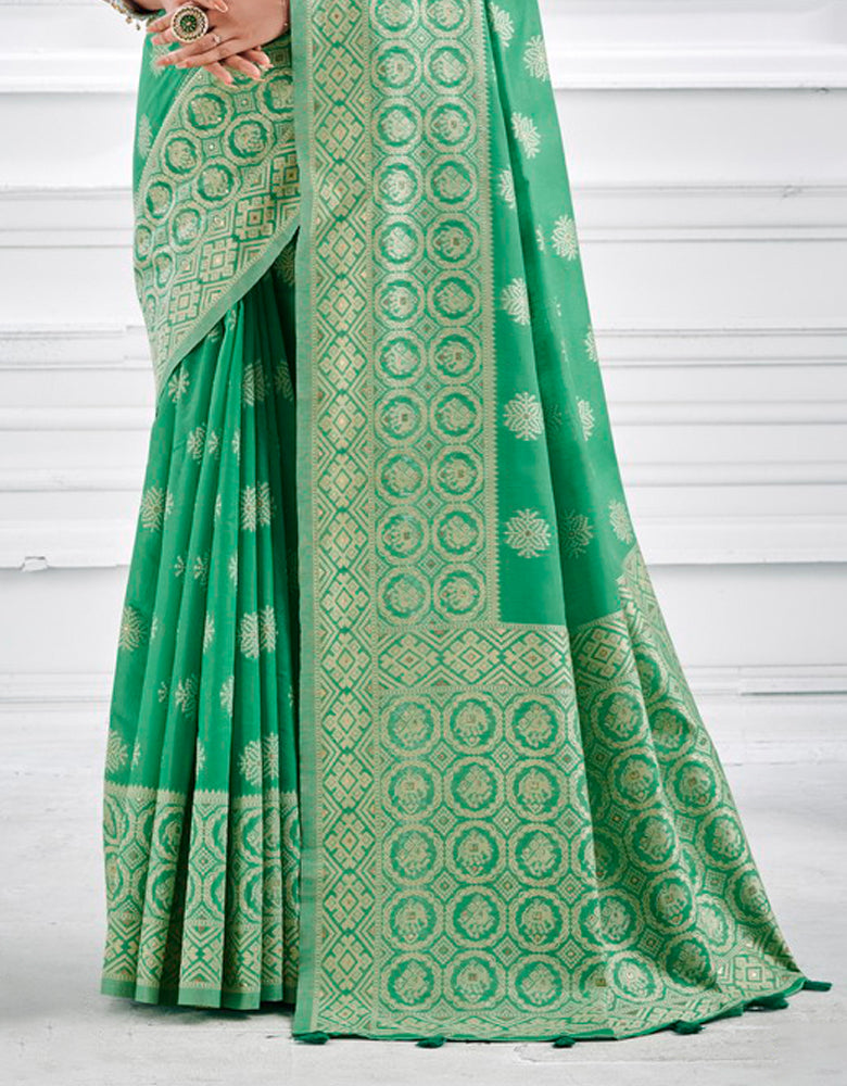 Ashavali Bandhej Saree Sea Green (KV/V1)