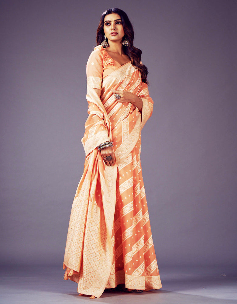 Ashavali Bandhej Saree Orange (KV/V2)