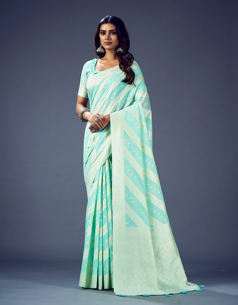 Ashavali Bandhej Saree Sky Blue (KV/V2)