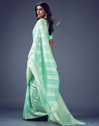 Ashavali Bandhej Saree Sky Blue (KV/V2)