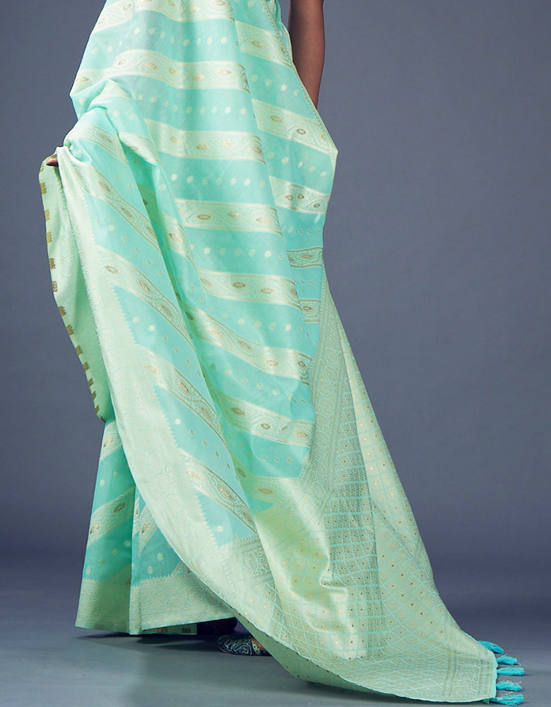 Ashavali Bandhej Saree Sky Blue (KV/V2)