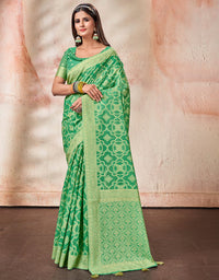 Ashavali Bandhej Saree Lush Green (KV/V3)