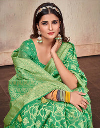 Ashavali Bandhej Saree Lush Green (KV/V3)