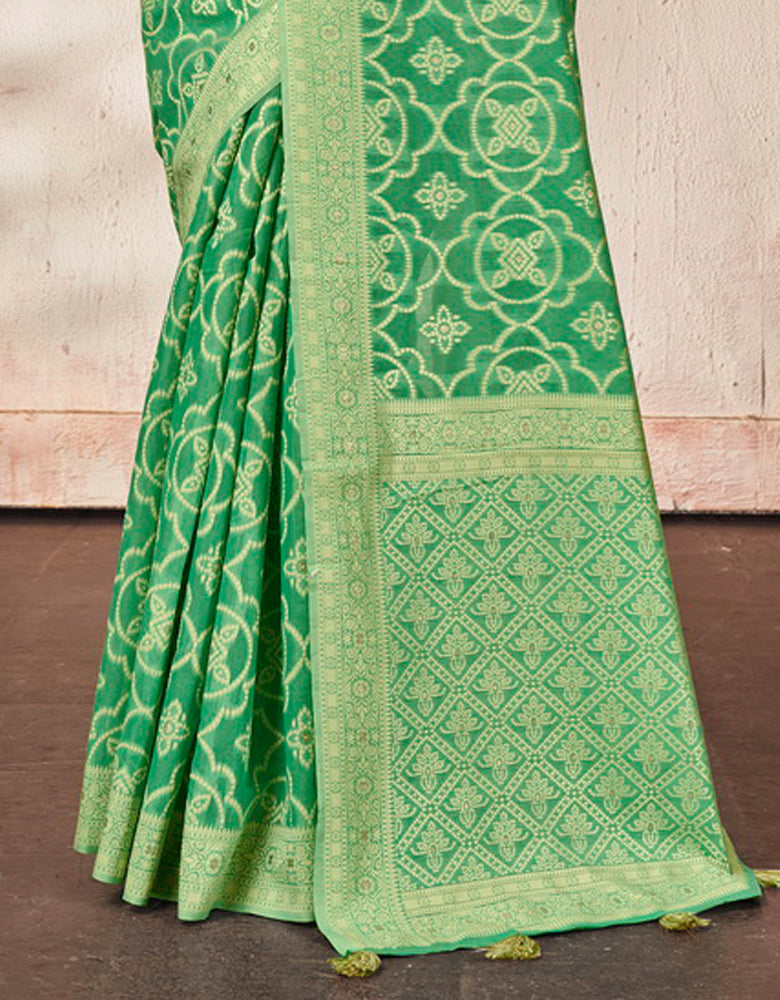 Ashavali Bandhej Saree Lush Green (KV/V3)