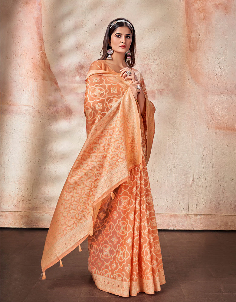 Ashavali Bandhej Saree Orange (KV/V3)