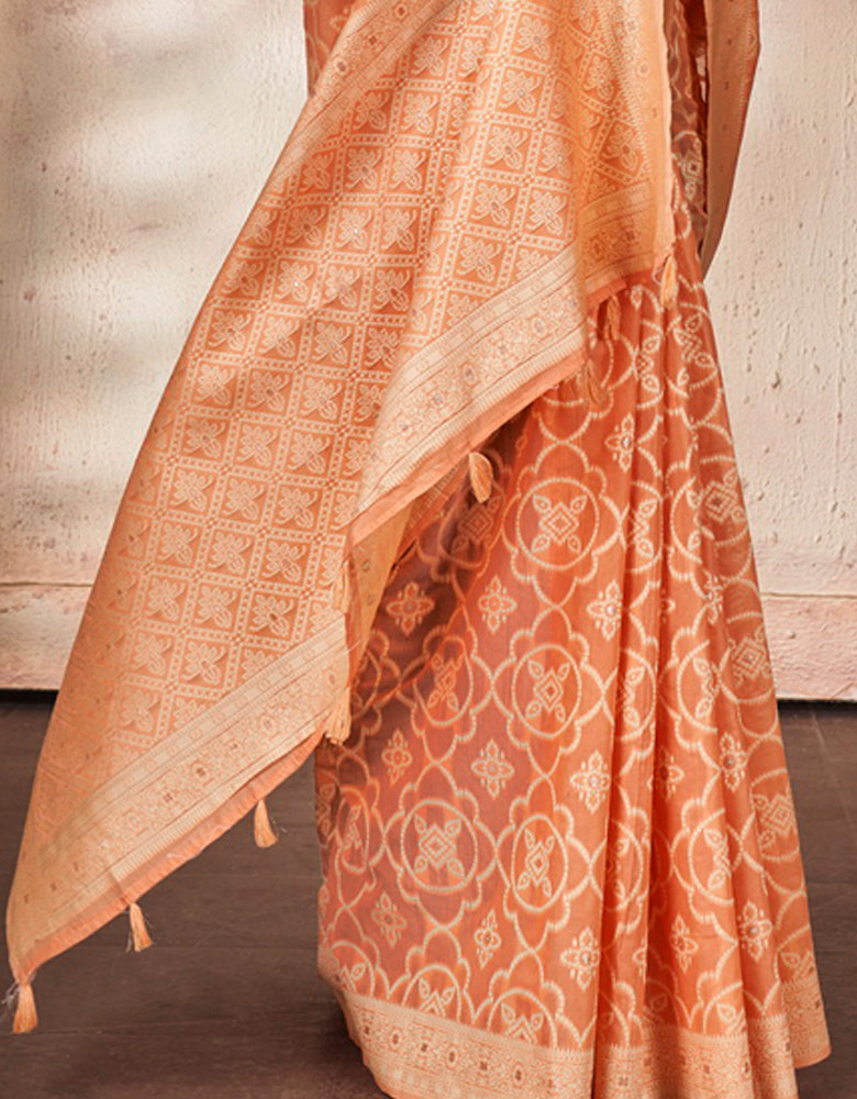 Ashavali Bandhej Saree Orange (KV/V3)