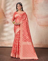 Ashavali Bandhej Saree Red (KV/V3)