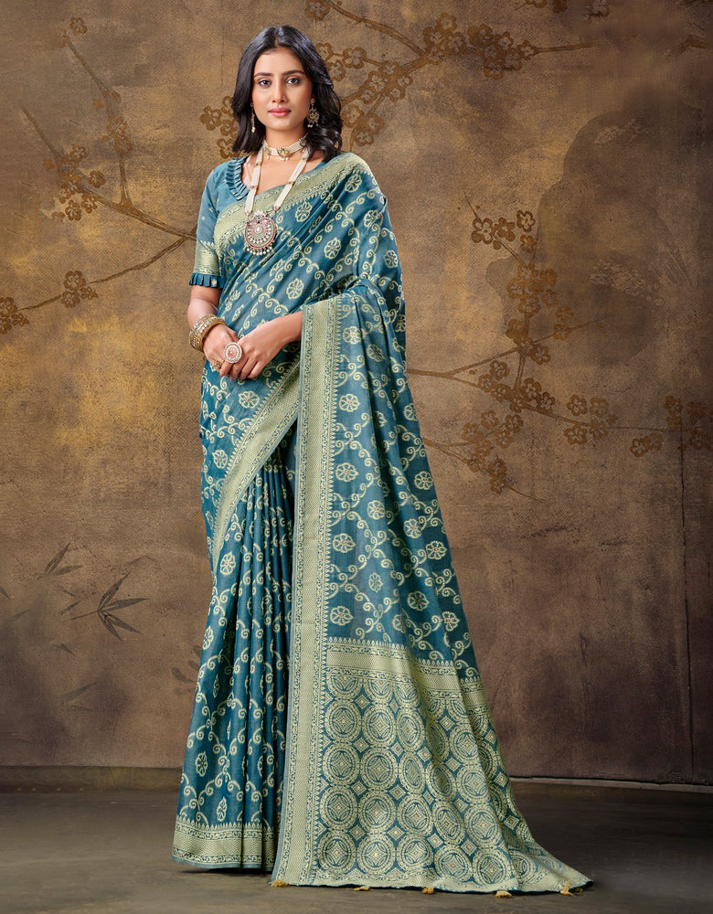 Ashavali Bandhej Saree Blue (KV/V4)