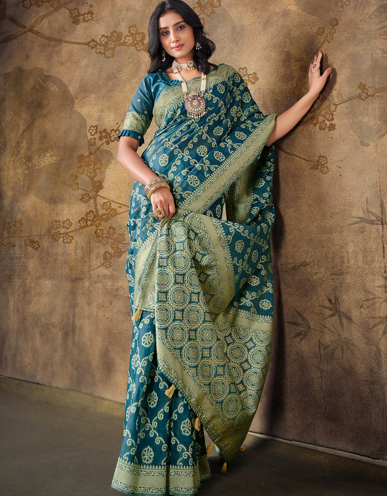 Ashavali Bandhej Saree Blue (KV/V4)