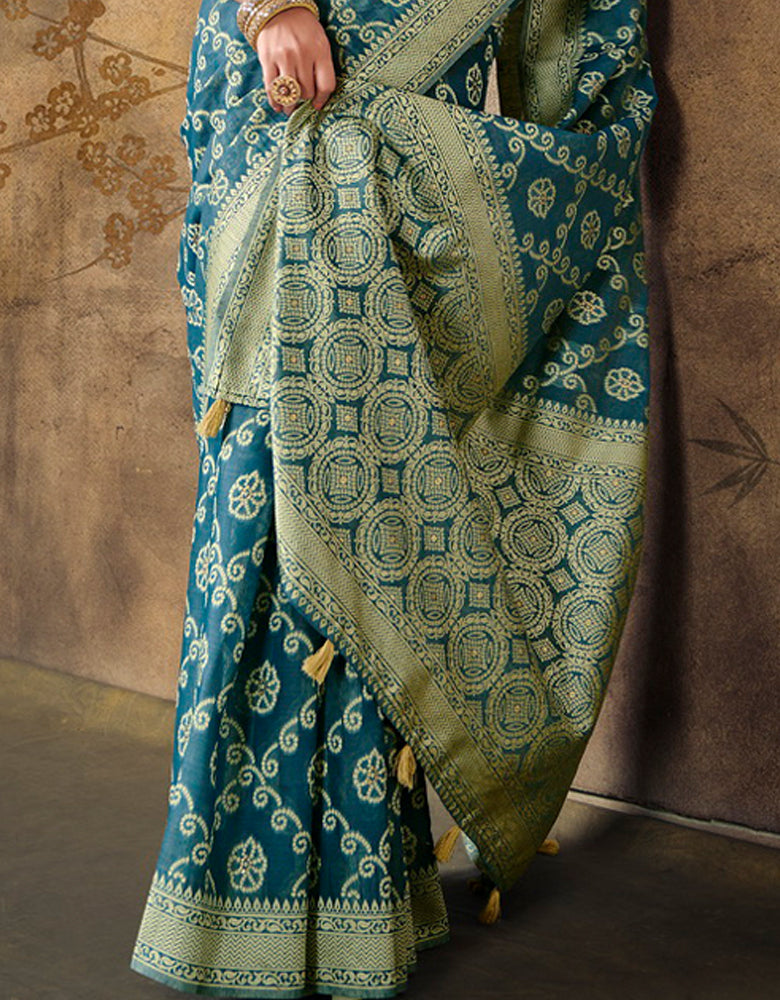 Ashavali Bandhej Saree Blue (KV/V4)