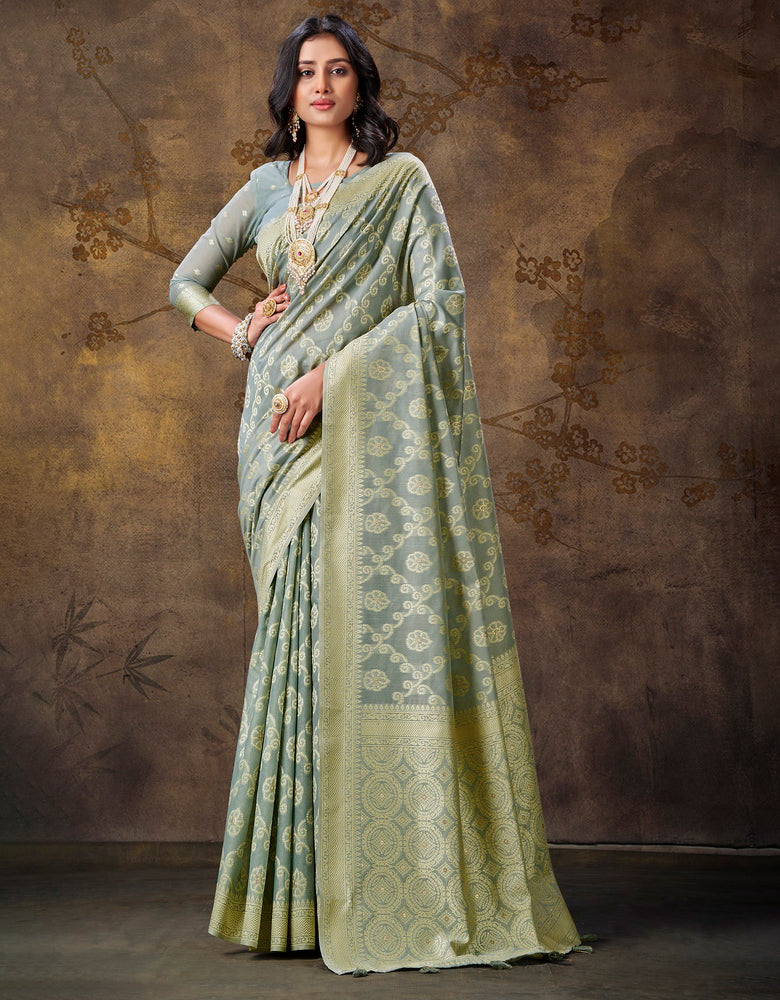 Ashavali Bandhej Saree Grey (KV/V4)