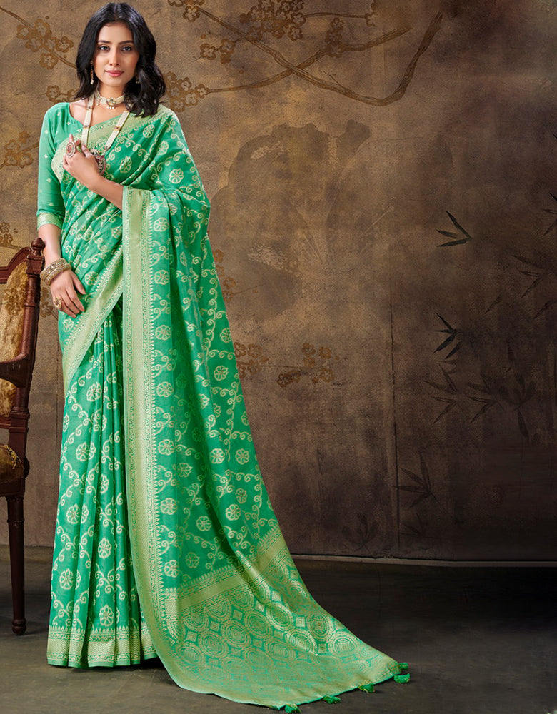 Ashavali Bandhej Saree Lush Green (KV/V4)