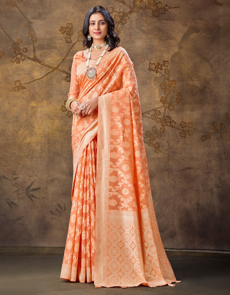 Ashavali Bandhej Saree Orange (KV/V4)