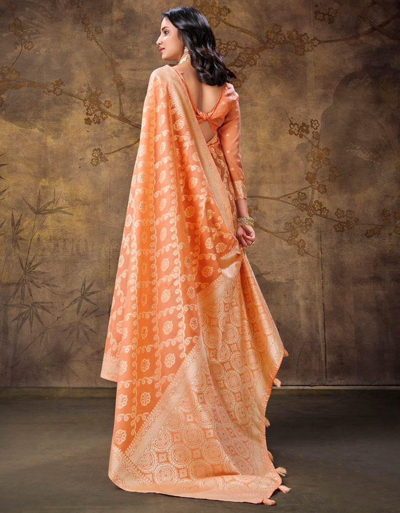 Ashavali Bandhej Saree Orange (KV/V4)