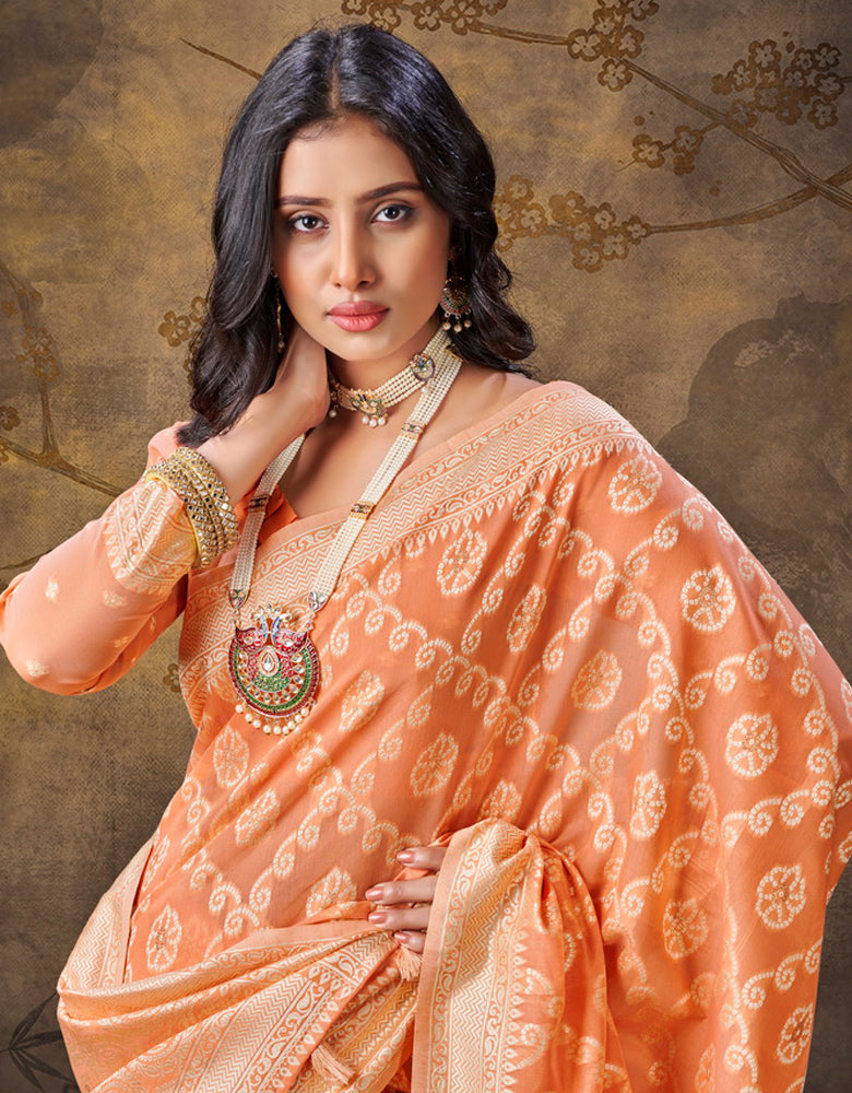 Ashavali Bandhej Saree Orange (KV/V4)