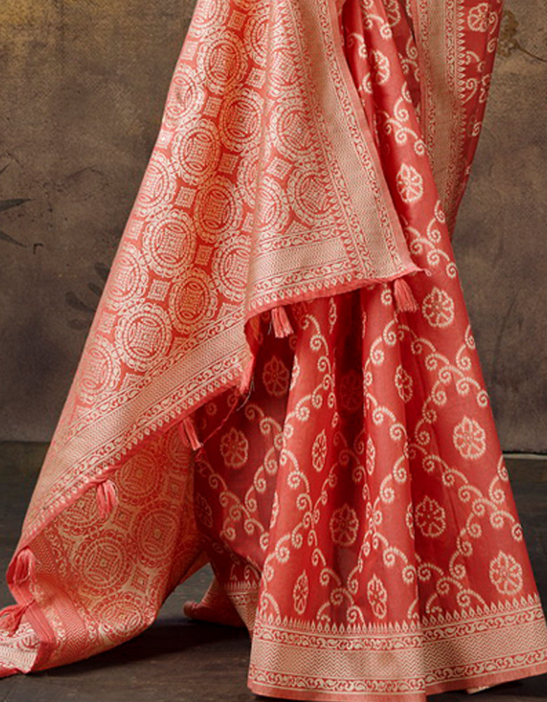 Ashavali Bandhej Saree Red (KV/V4)