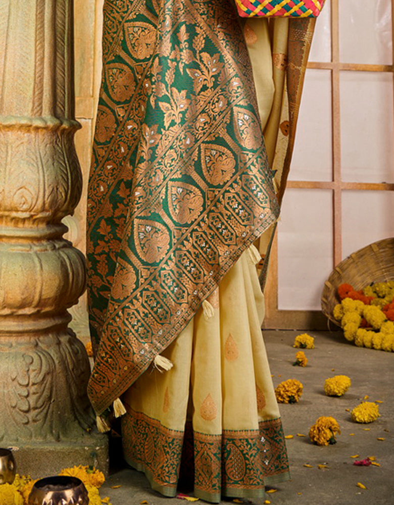 Ashavali Cotton Saree Beige (KV/V5)