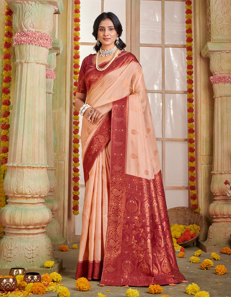 Ashavali Cotton Saree Salmon (KV/V5)