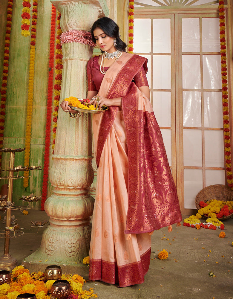 Ashavali Cotton Saree Salmon (KV/V5)