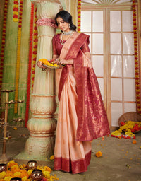 Ashavali Cotton Saree Salmon (KV/V5)