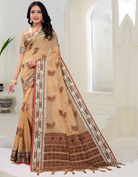 Kaasta Cotton Saree Pastel Orange (KV/V1)