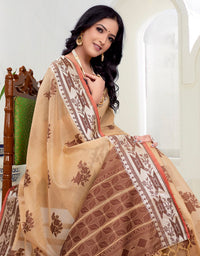 Kaasta Cotton Saree Pastel Orange (KV/V1)