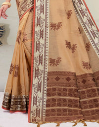 Kaasta Cotton Saree Pastel Orange (KV/V1)