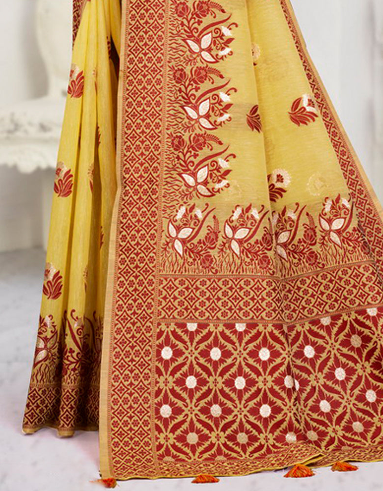 Malhari Cotton Saree Yellow (KV/V1)