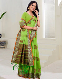 Kaasta Cotton Saree Lush Green (KV/V1)