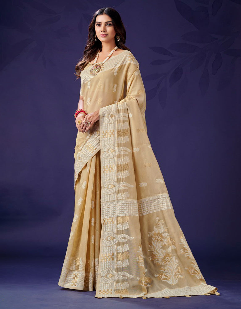 Kaasta Cotton Saree Beige (KV/V8)