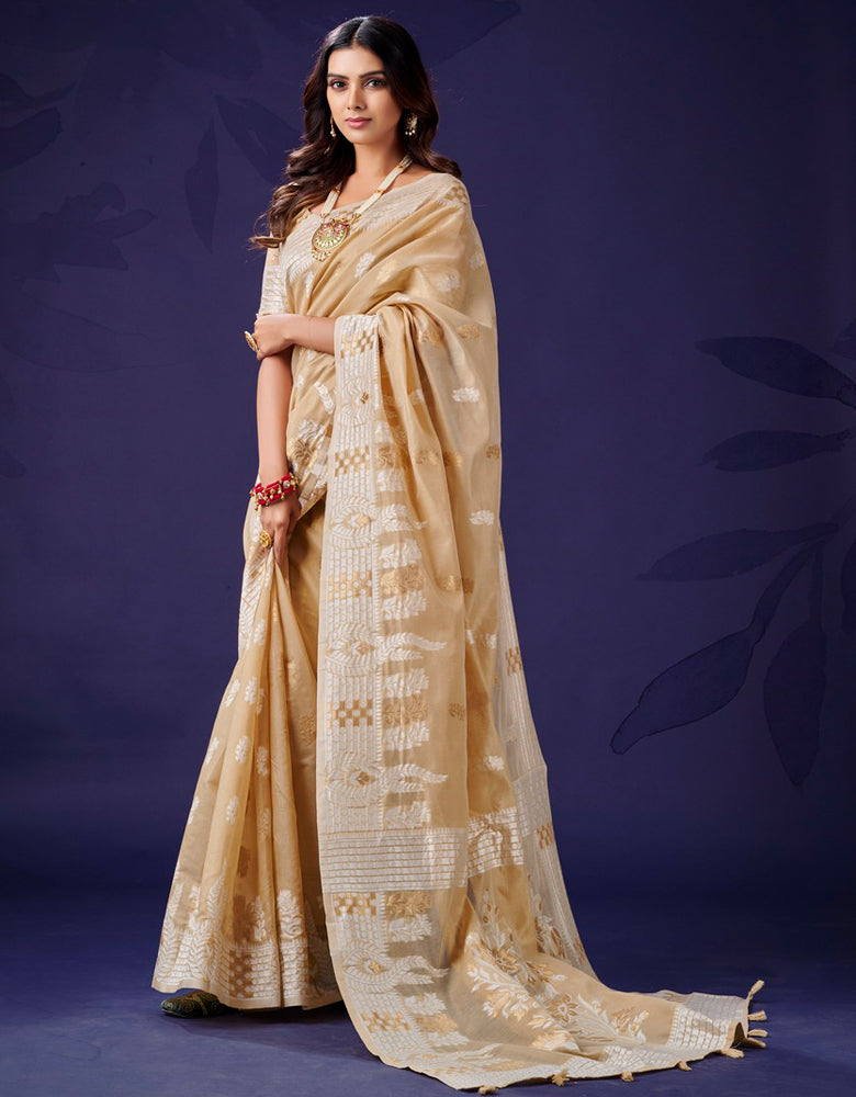 Kaasta Cotton Saree Beige (KV/V8)