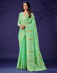 Kaasta Cotton Saree Mint Green (KV/V8)